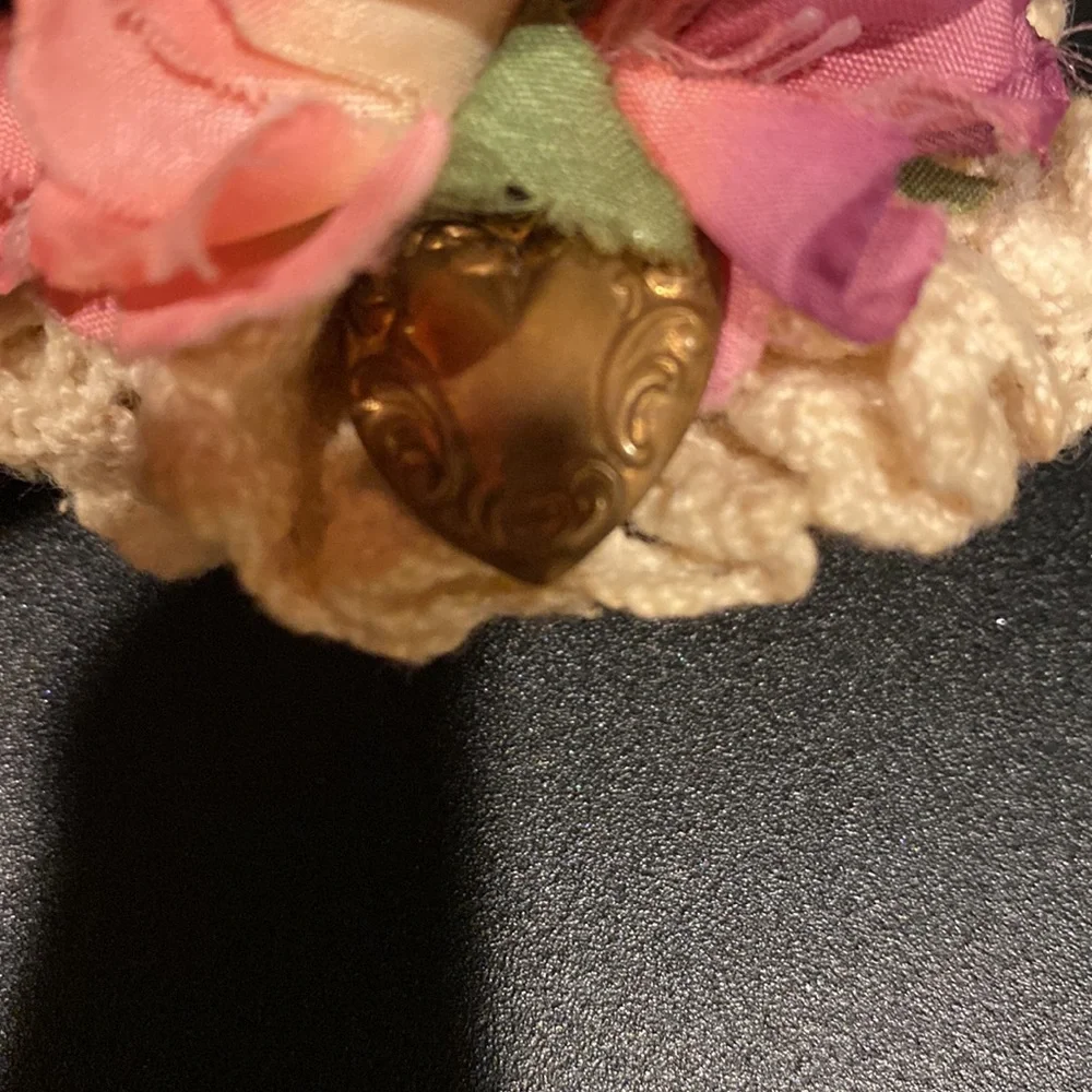 Vintage rose crochet barrette
